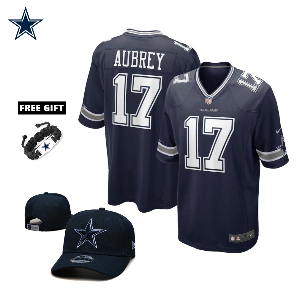 🔥Combo Sale - Dallas Cowboys Brandon Aubrey Nike Navy Game Jersey & New Era Navy Main 9FIFTY Adjustable Hat