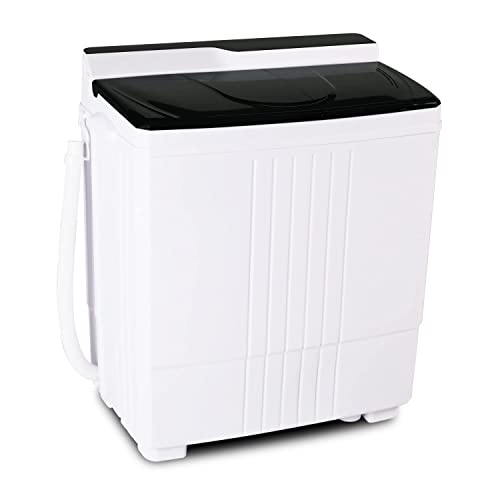 AODAILIHB Portable Compact Twin Tub Washing Machine, 21lbs Capacity, Washer(14.4lbs)&Spiner(6.6lbs), Semi-Automatic Washer, for Apartment, Dorm, RV, Camping (White, 23.2