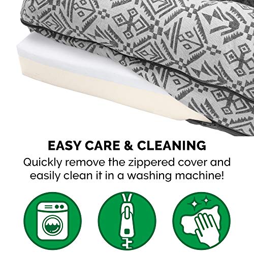 Furhaven Pet Bed for Dogs and Cats - Plush and Southwest Kilim Decor Sofa-Style Memory Foam Dog Bed, Removable Machine Washable Cover - Boulder Gray, Jumbo Plus (XX-Large)