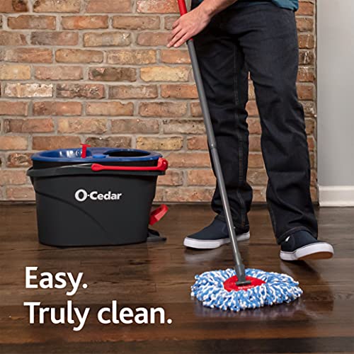 O-Cedar EasyWring RinseClean Microfiber Spin Mop & Bucket Floor Cleaning System with 2 Extra Refills, Grey