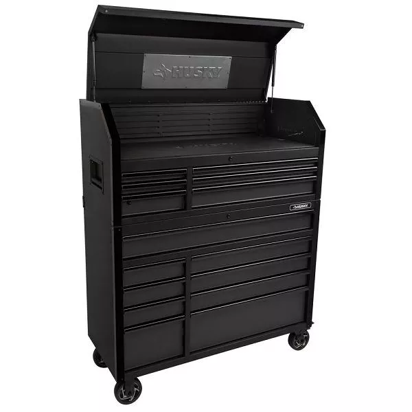 Husky 52 in. W x 21.5 in. D 15-Drawer Black Mobile Workbench