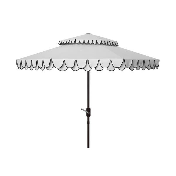 SAFAVIEH Outdoor Living Elegant Valance 9Ft Double Top Umbrella