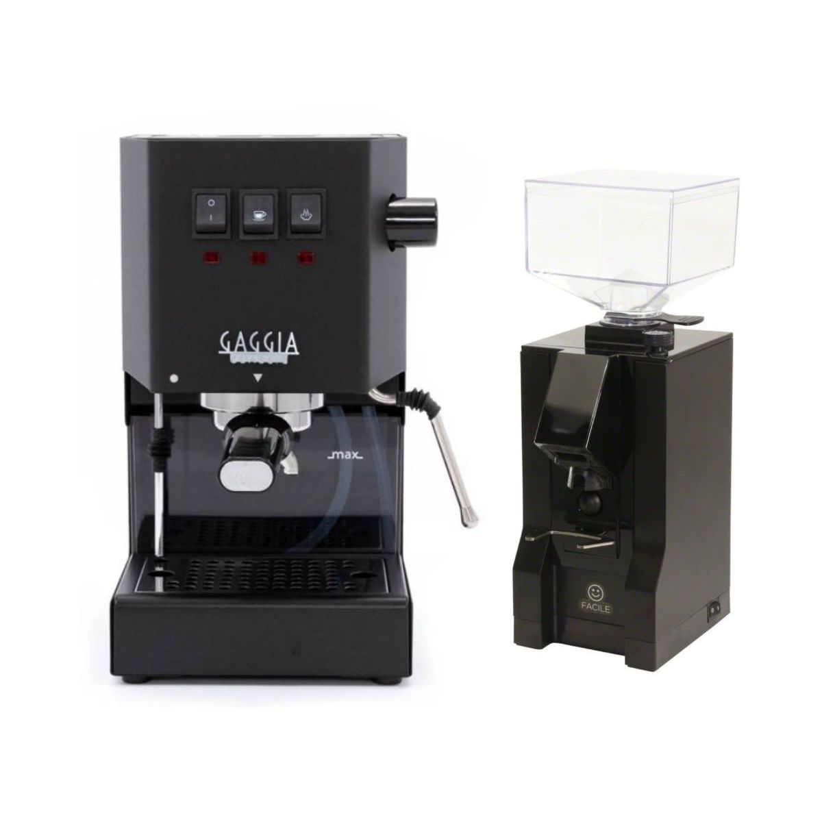 Gaggia Classic Pro Black & Eureka Mignon Facile Black Grinder Combo
