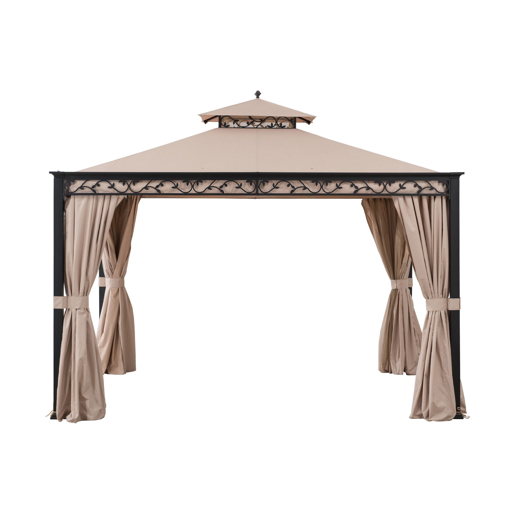 Sunjoy 10 ft. x 12 ft. Soft Top Steel Gazebo with Mosquito Netting and Curtains