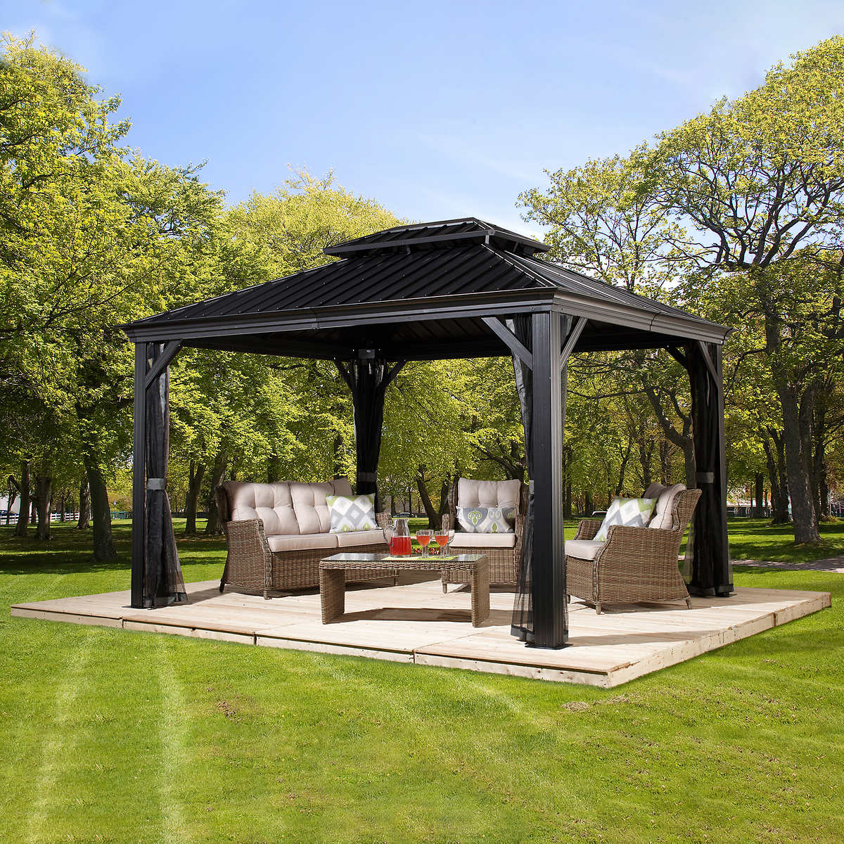 Shelterlogic Messina Galvanized Steel Roof Gazebo in Dark Gra