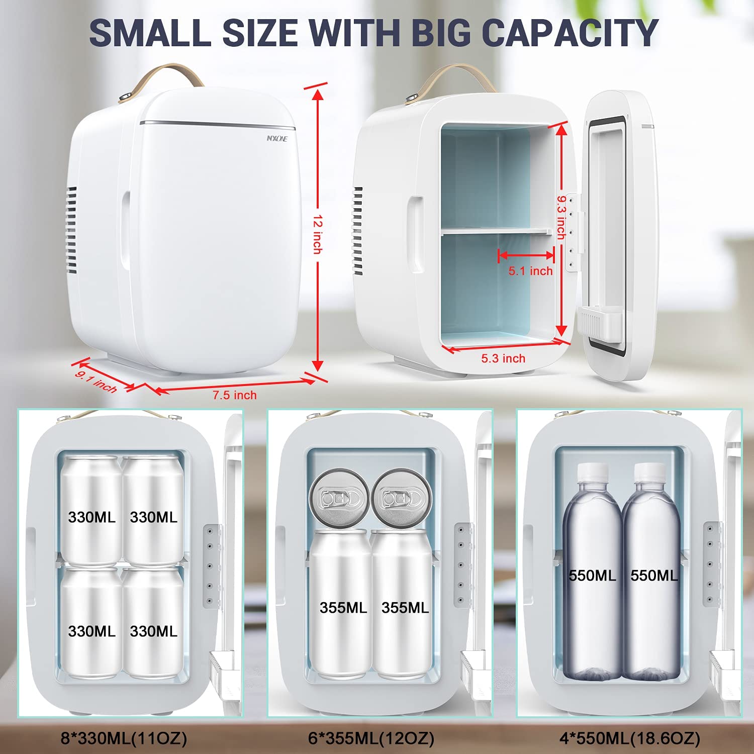 Mini Fridge, 6 Litres Cooler Warmer and Compact Refrigerator with AC/DC Power