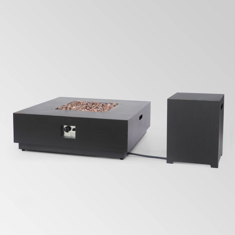 Wellington Outdoor Square Fire Pit with Tank Holder – Christopher Knight Home