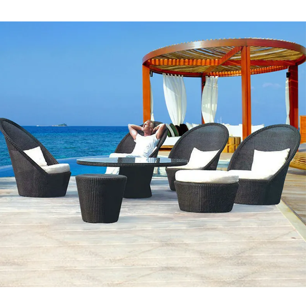 Rattan lazy chair outdoor rattan chair waterproof sunscreen rattan sofa patio furniture patio outdoor sofa chair