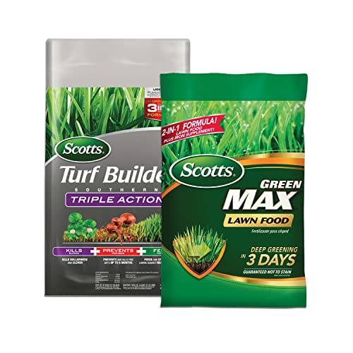Scotts Turf Builder Southern Triple Action and Scotts Green Max Lawn Food Bundle for Large Southern Lawns