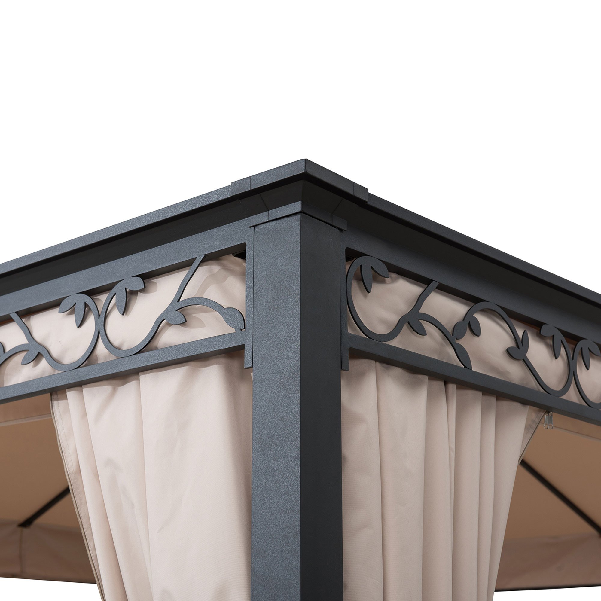 Sunjoy 10 ft. x 12 ft. Soft Top Steel Gazebo with Mosquito Netting and Curtains