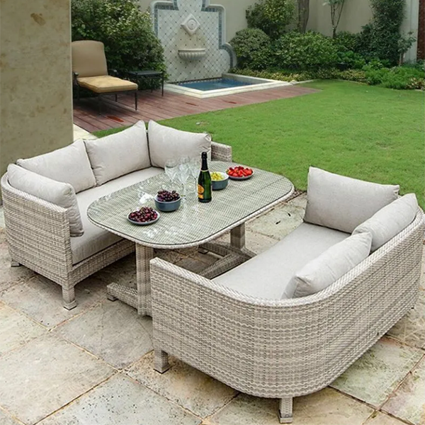 Outdoor rattan chair sofa double rattan furniture balcony leisure rattan-proof sofa table and chair combination courtyard coffee table