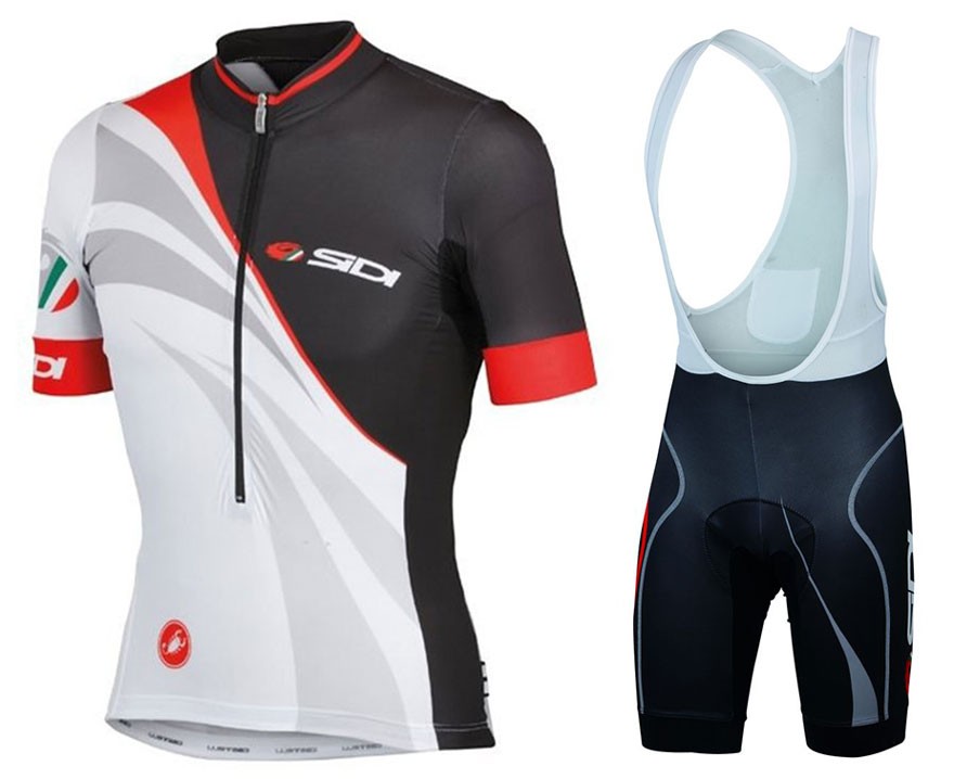 2017 Sidi Black-White Cycling Jersey And Bib Shorts Set