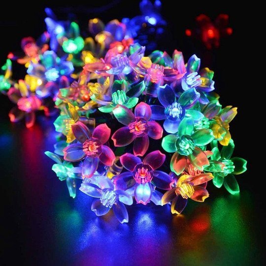 Waterproof Solar LED Sakura Flower String Lights Garden Decor Gift