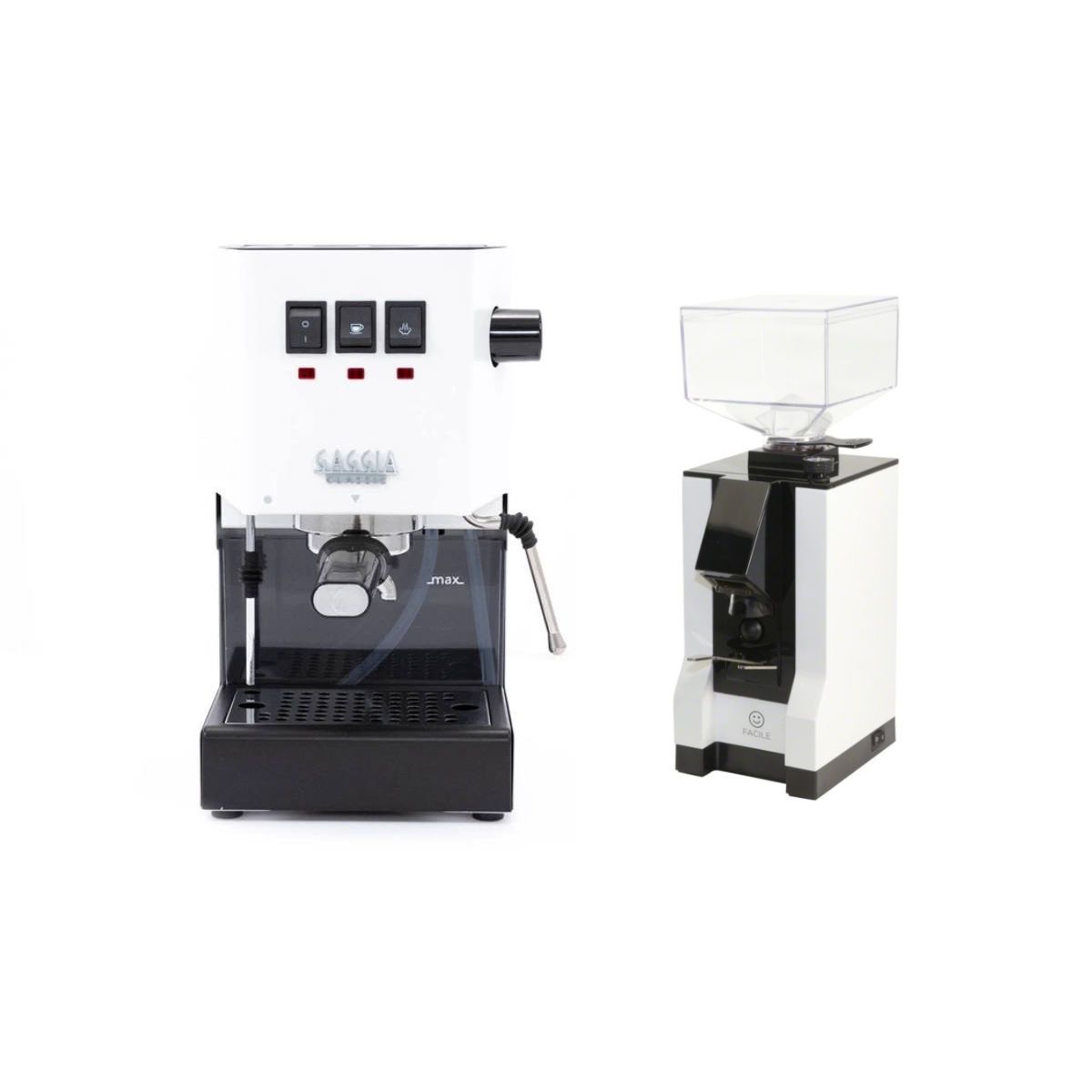 Gaggia Classic Pro White & Eureka Mignon Facile Grinder Combo