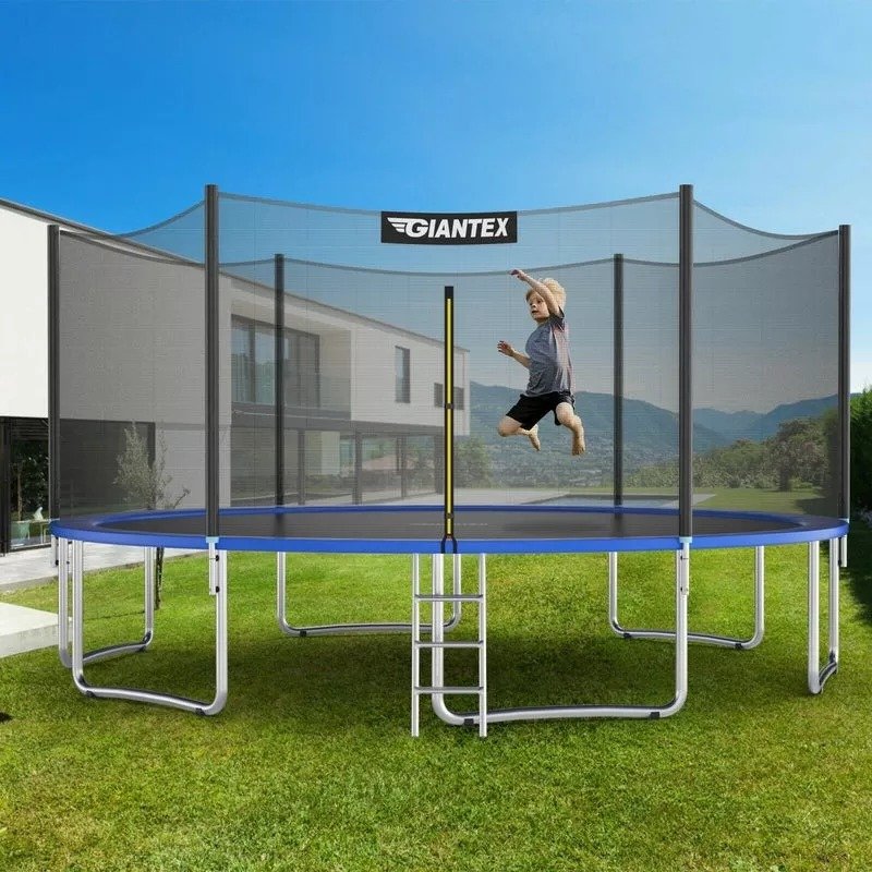 15Ft Outdoor Trampoline Combo with Enclosure Net and Spring Pad