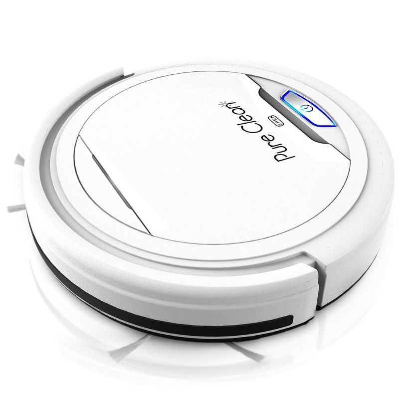 Pyle PUCRC25.5 PureClean Smart Automatic Robot Vacuum Compact Powerful Home Cleaning System for All Indoor Floor Surfaces, White (2 Pack)